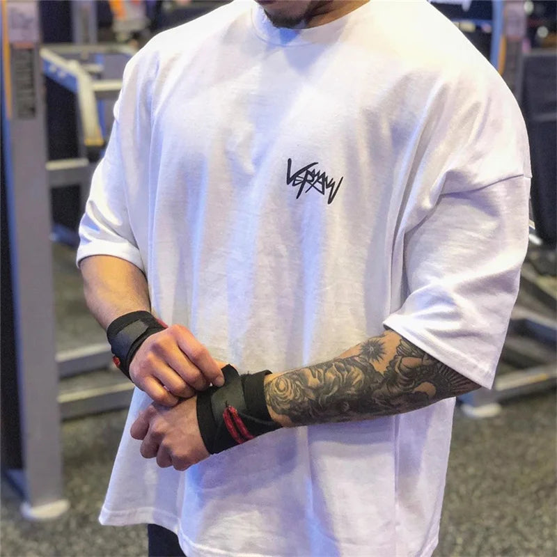 NEW Round Collar  sports T Shirt Oversize Cotton //T shirt à col rond Coupe Oversize