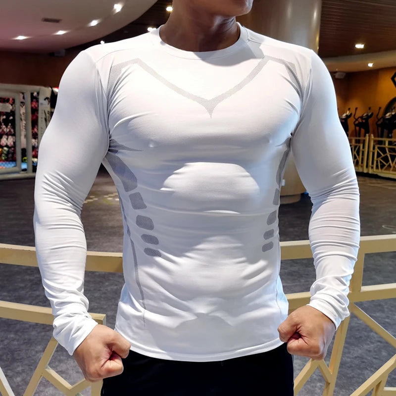 Men Compression Running T-shirt Fitness Tight //  T SHIRT DE COMPRESSION HOMME